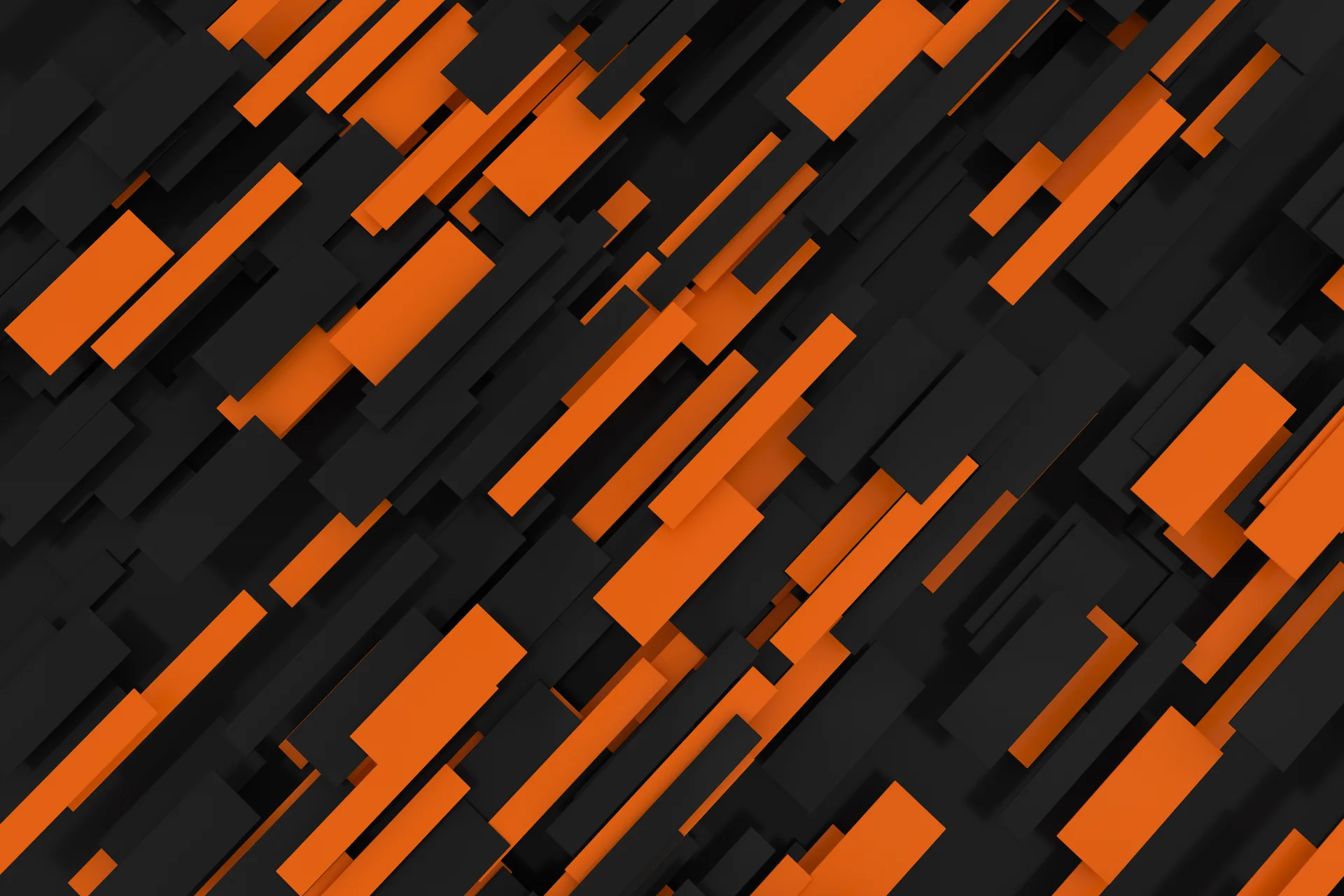 Abstract black and orange angular 3D shapes representing bootstrapping a startup