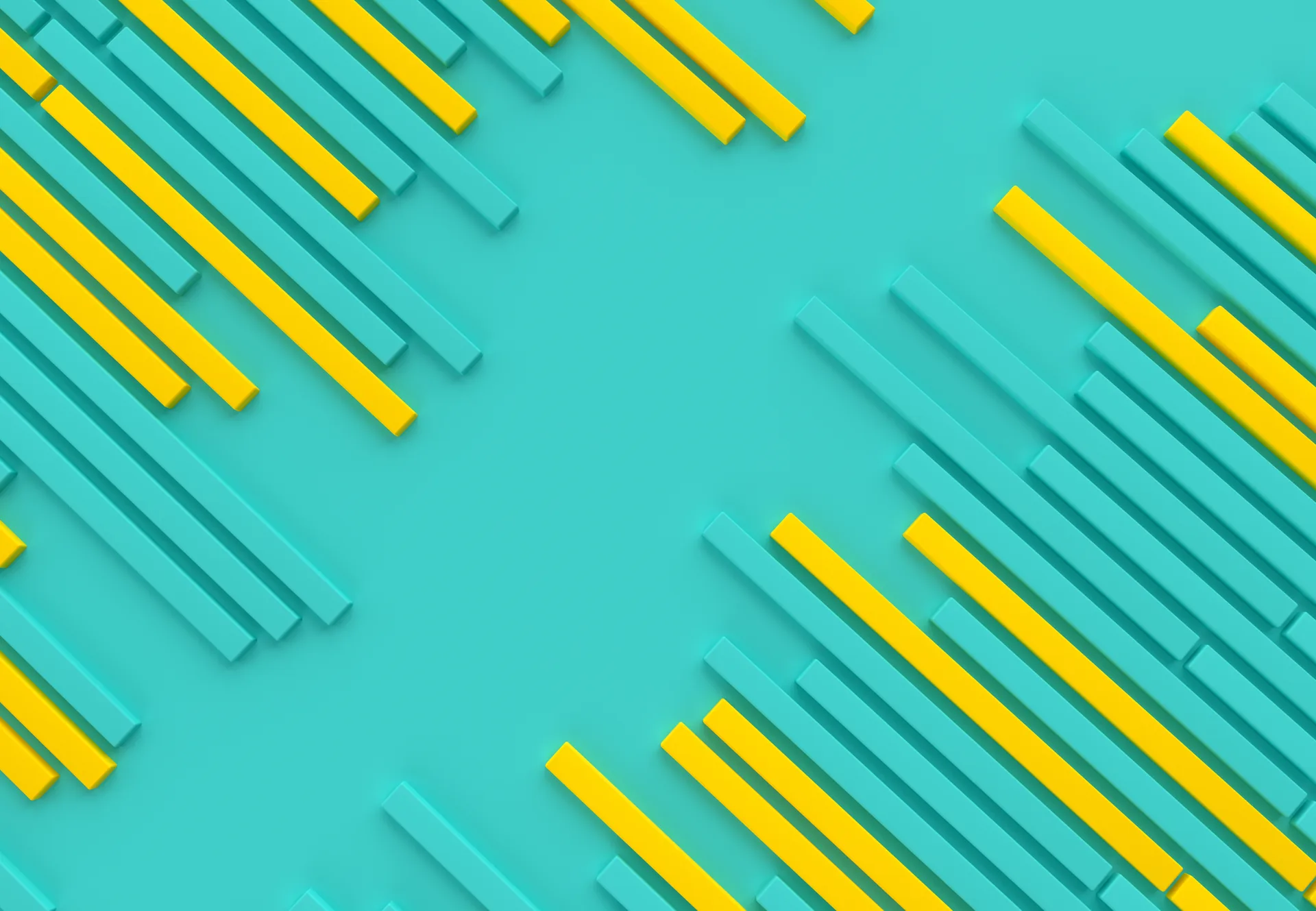 Abstract teal and yellow geometric stripes representing niche discovery