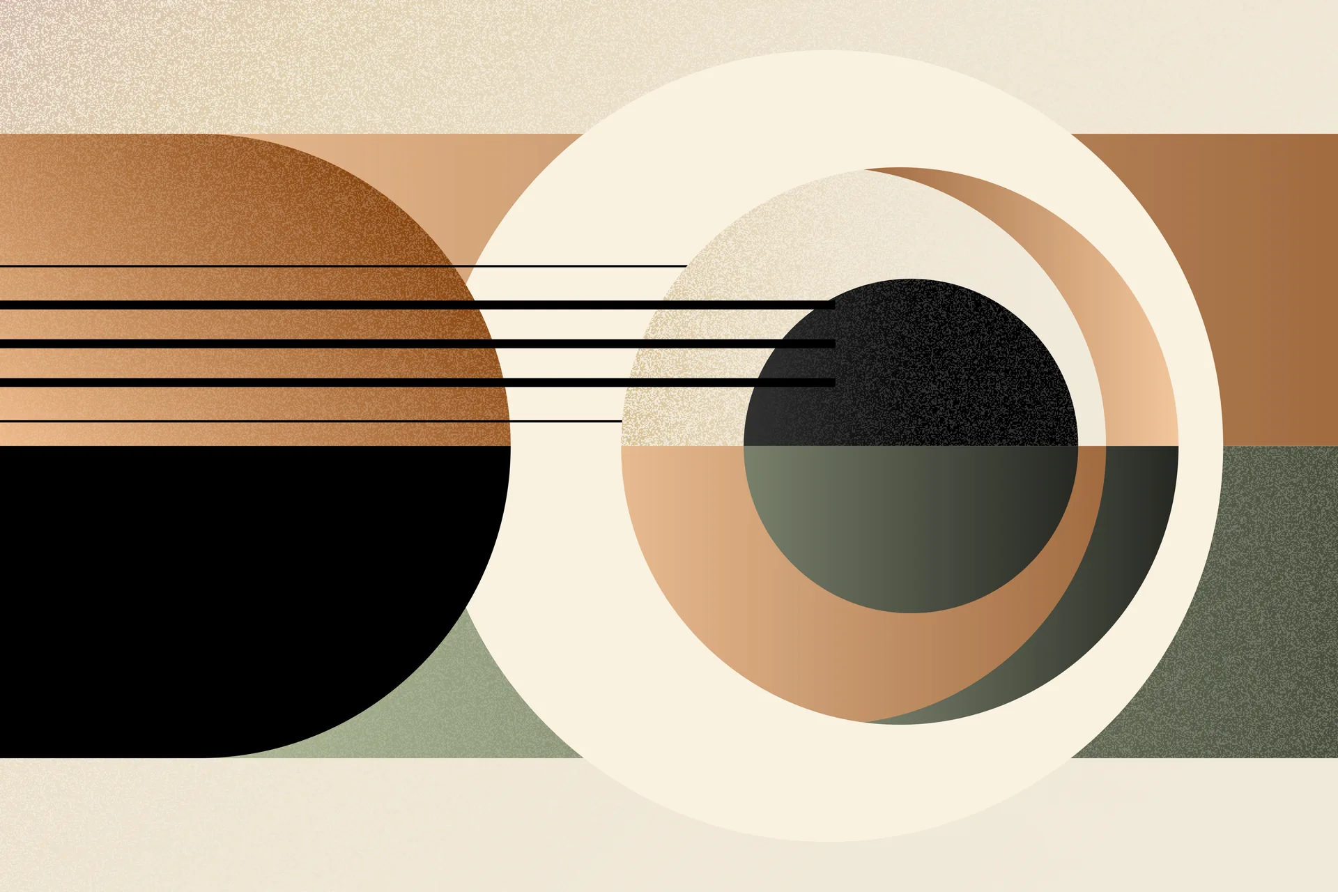 Abstract cream and terracotta circles and lines representing small business budgeting