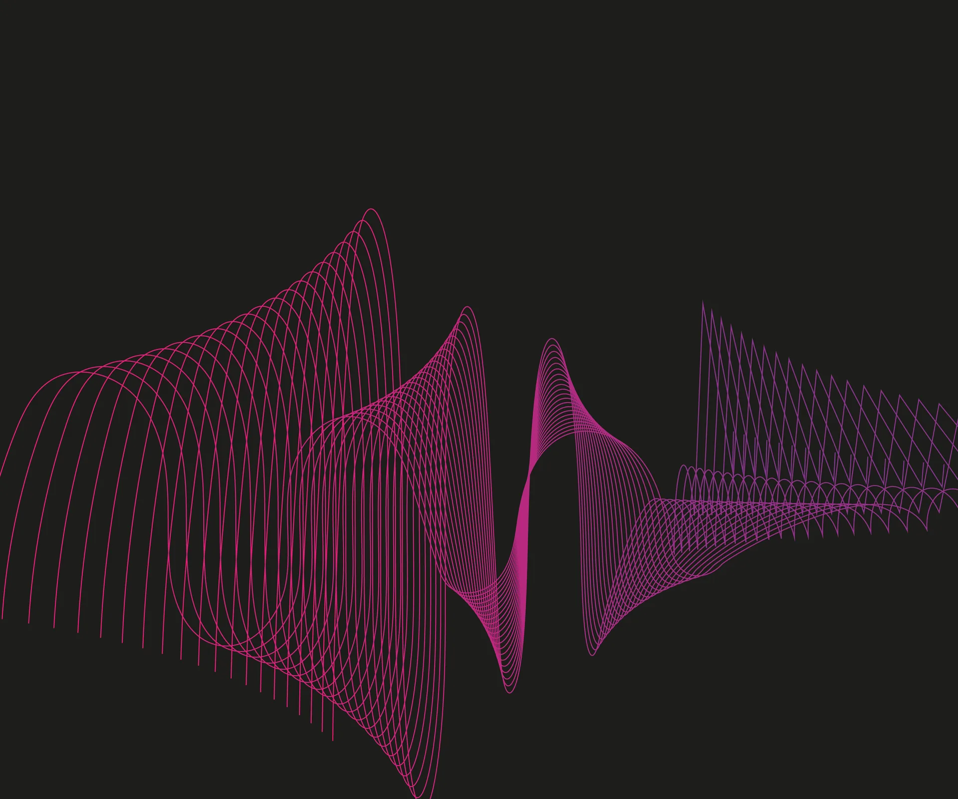 Abstract dark background with magenta and purple wave lines representing product research