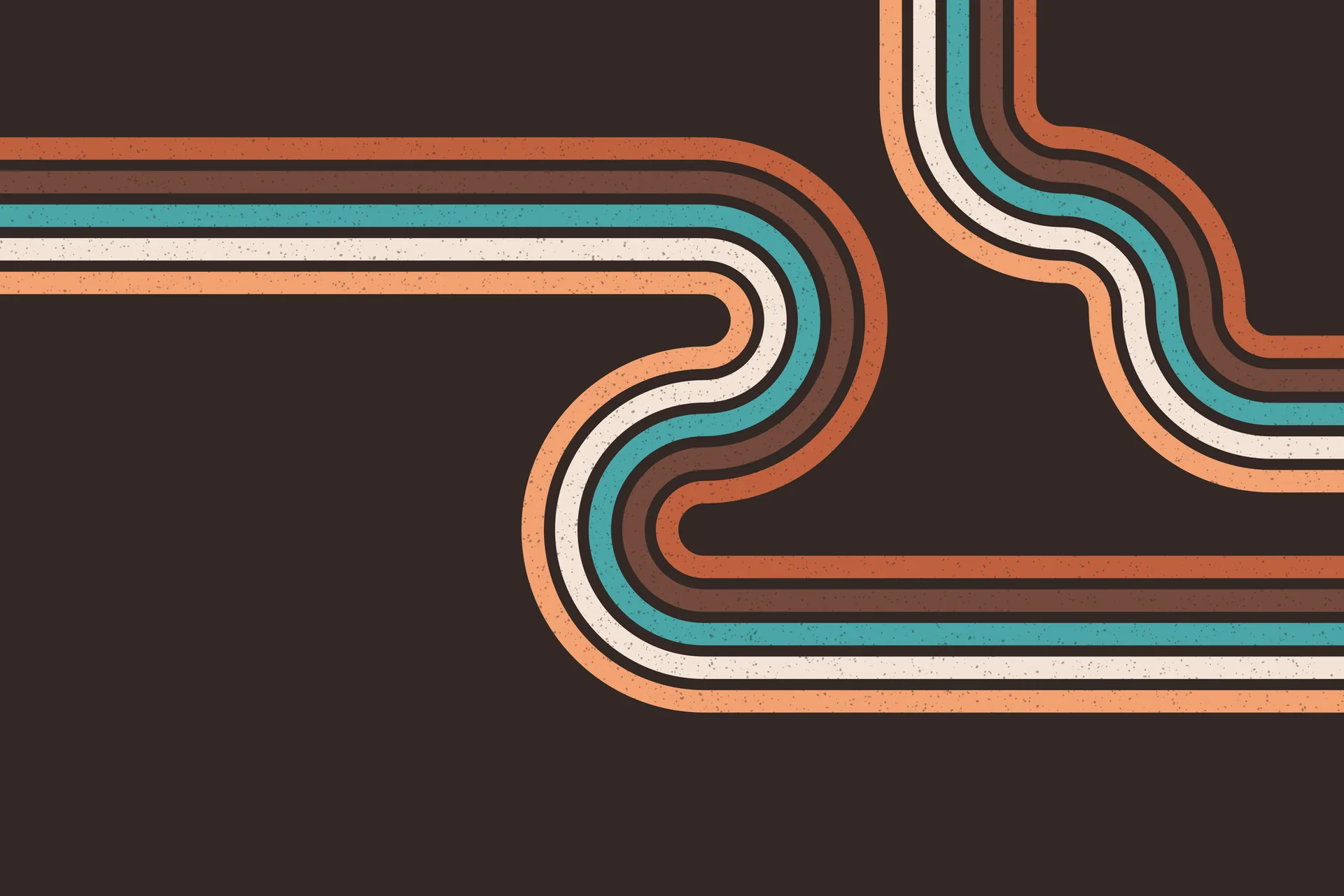 Abstract retro-style rounded stripes in orange, teal, and cream representing a business plan